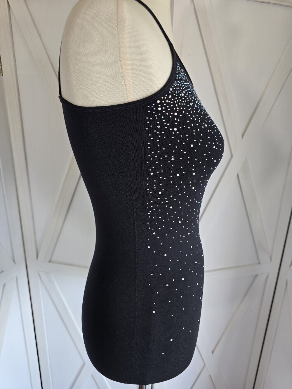 Black Rhinestone Spaghetti Strap Tank - Picture 4 of 6